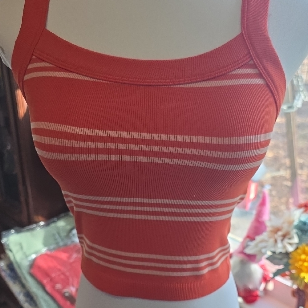 By Together Orange Striped Crop Top